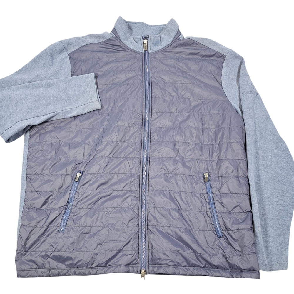 johnnie-o Mens Quilted Fleece Jacket Blue XLarge Golf Casual Outerwear